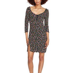 Volcom Women's Juniors' Stone Steezee Printed Mini Dress Black L B4HP